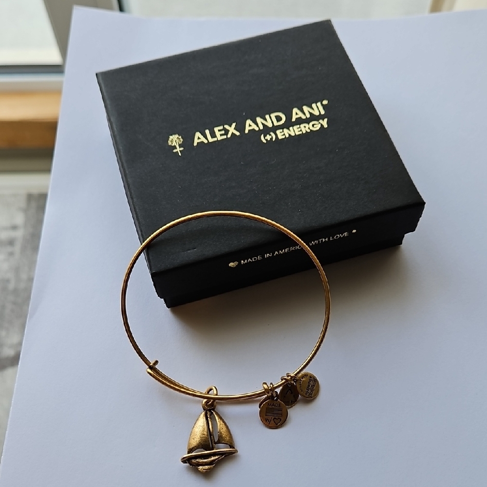Alex and Ani Gold Sailboat Charm Bangle